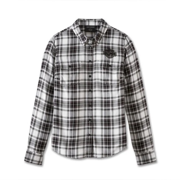 Harley-Davidson Tops - Harley-Davidson Women’s Black and White Plaid Shirt size 1W
